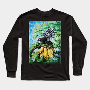 Fantail in Kowhai Blooms Long Sleeve T-Shirt